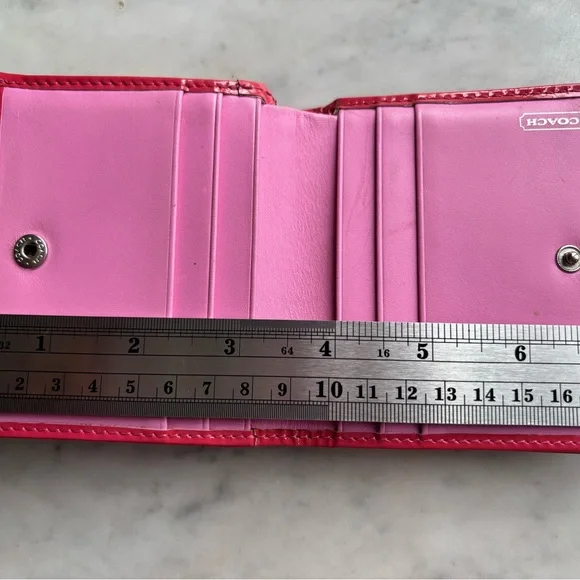 Coach Pink and Red Bifold Wallet - Picture 5 of 7